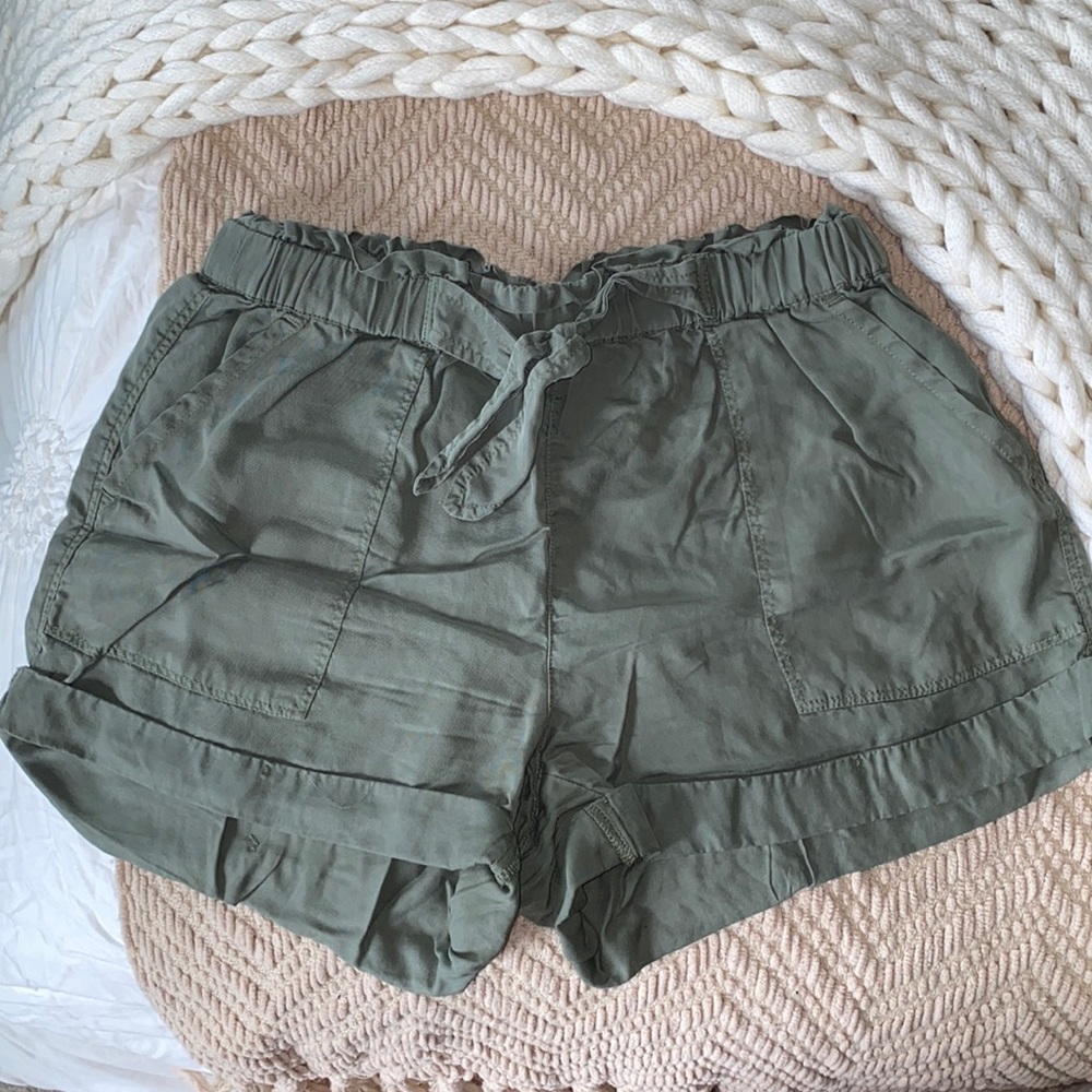 Aerie Olive Green Paper-bag Style Shorts